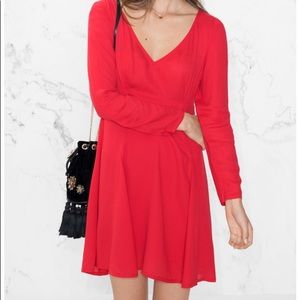 & Other Stories cherry-Red dress, long sleeves